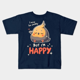 Happy Cockatiel // Chubby, Body Positive, Parrot Kids T-Shirt